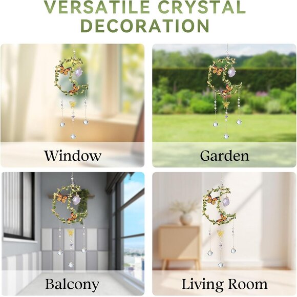 Butterflies, Crystals and Crescent Moon Sun Catcher - Picture 4 of 5